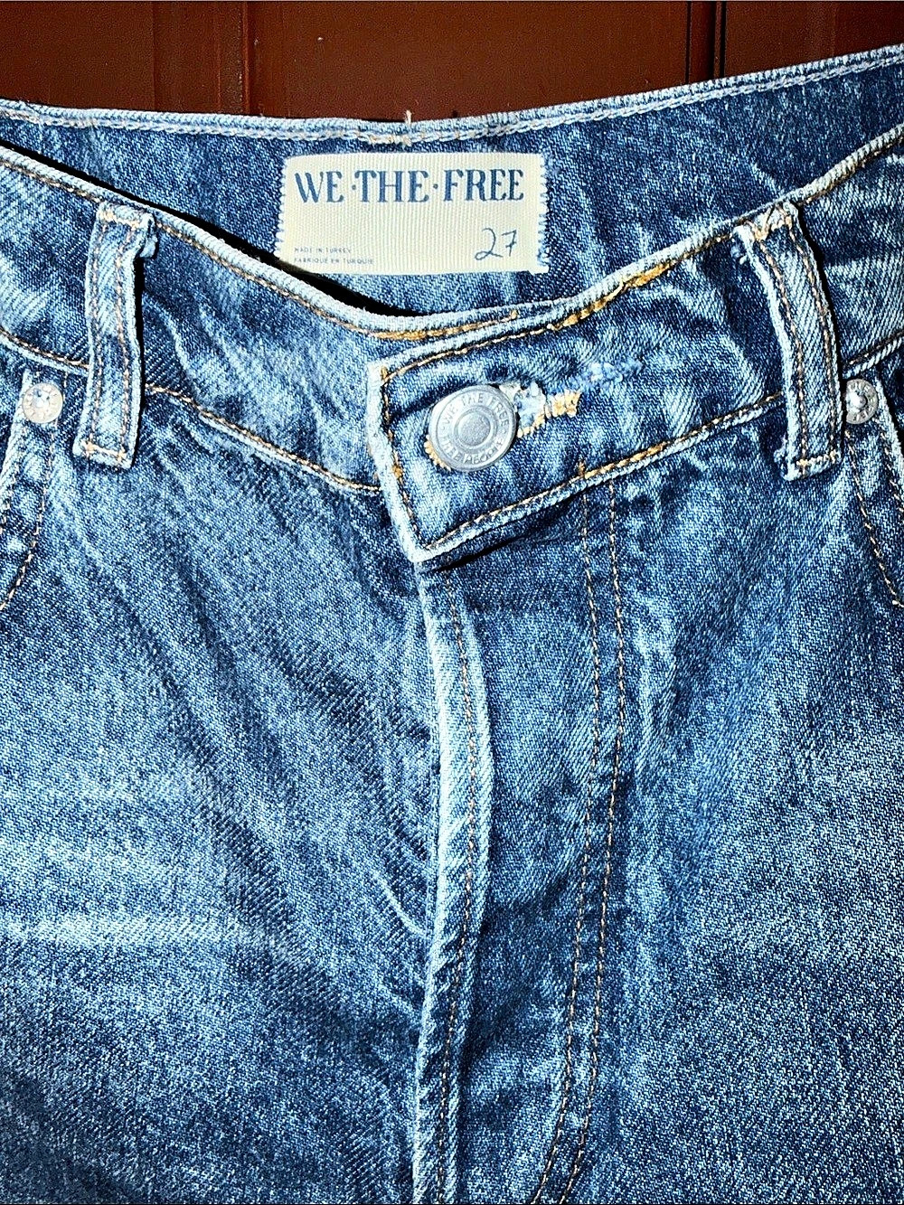 We The Free Straight Leg Blue Jeans Waist 27 Like New - Picture 3 of 4